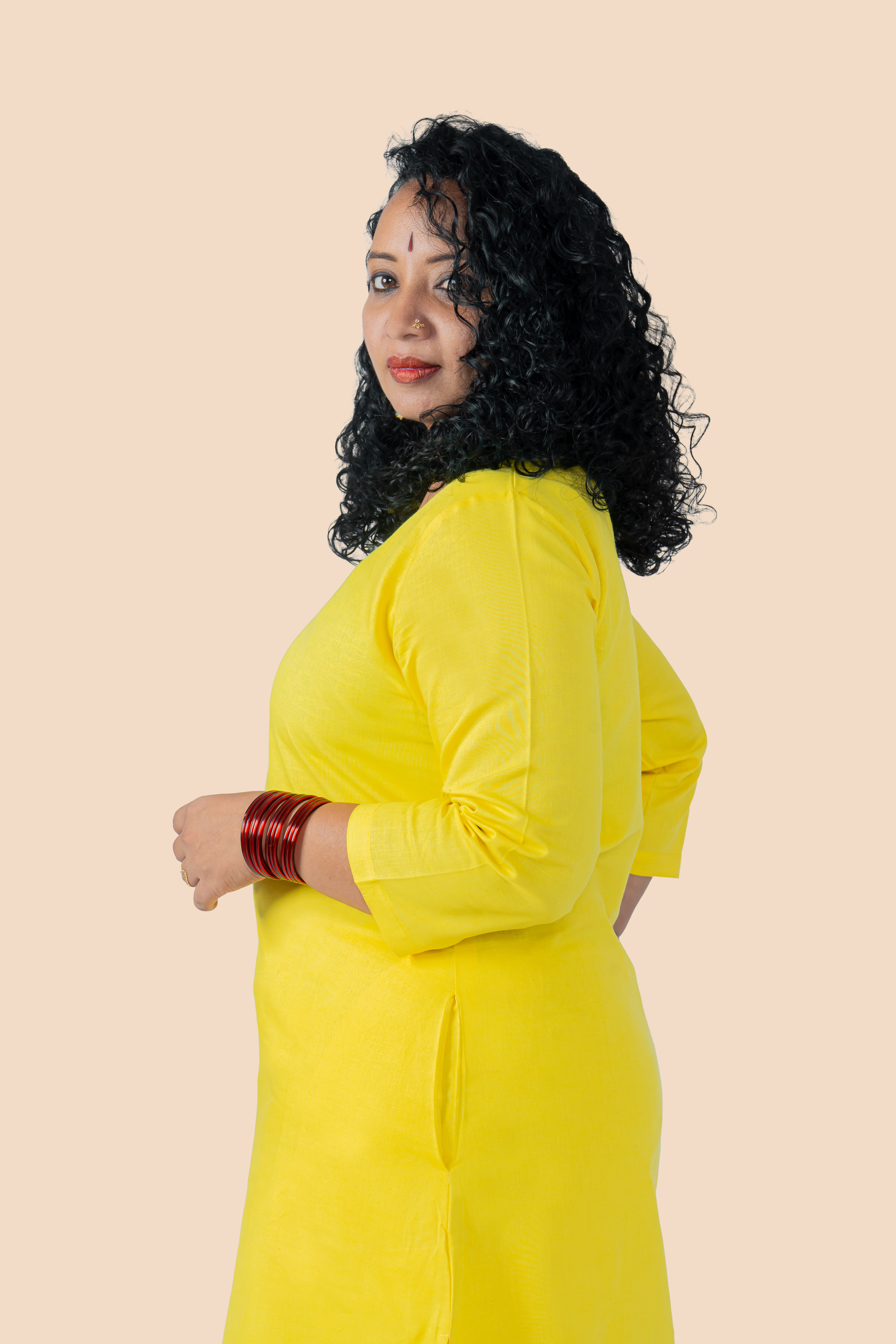 Linen Co-ord Set – Yellow, styled view